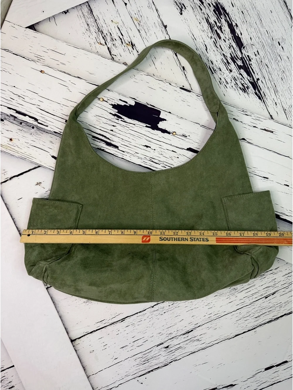 Wild Fable Boho Hobo Faux Suede XL Pocket Shoulder Bag Olive Green